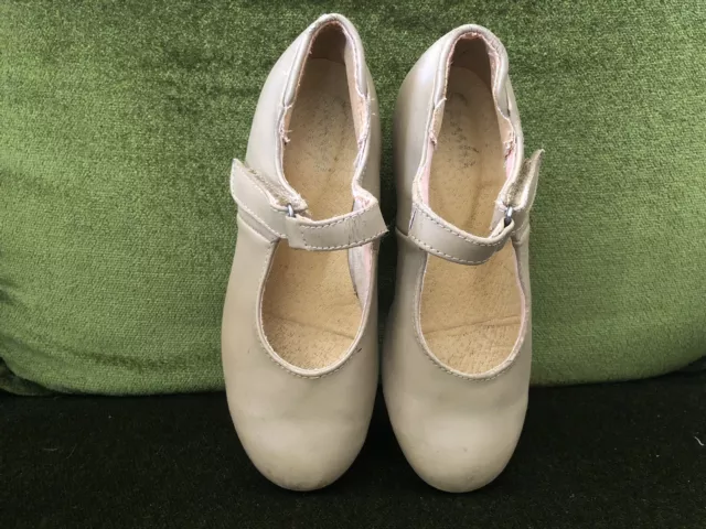 Sansha Nude Genuine Leather Girls’ Dance Ballroom Tap Shoes Hook And Loop Size F 3