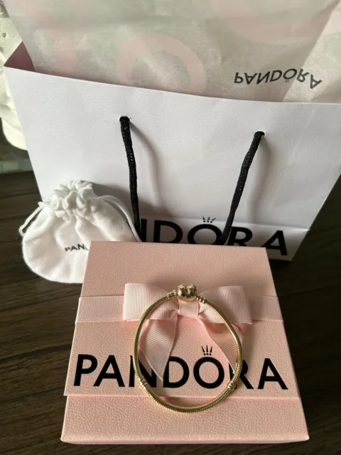 Pandora 14K Yellow Gold Moments Heart Bracelet Size 7.1 Inch  559522C00-18cm