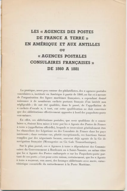 FRANCE Les "Agences des Postes de France a Terre" en Amérique et aux Antilles ou 2