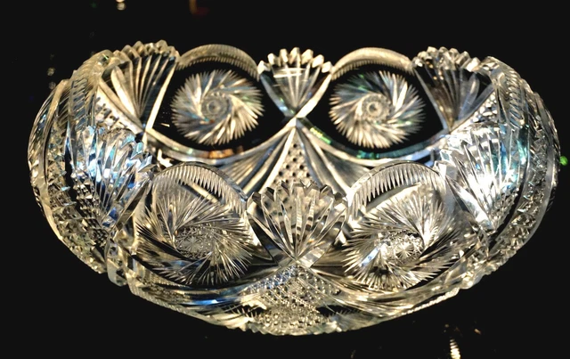 Stunning Early American Brilliant Period Deep Cut Crystal Bowl