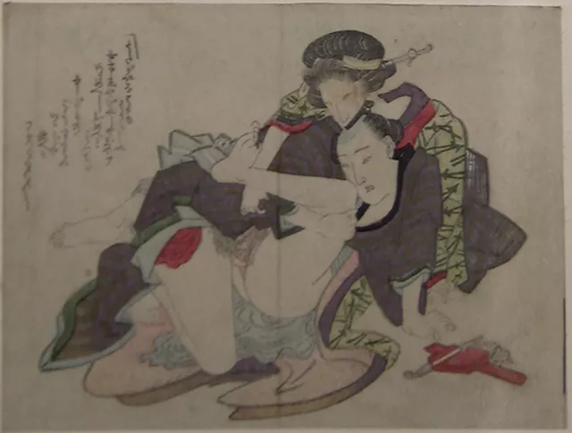 Japanischer Farbholzschnitt, Keisai Eisen (1790-1848) zugeschrieben, shunga