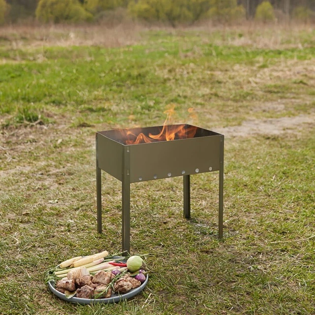 BBQ GRILL KLAPPBAR Tragbar Holzkohle Herd Camping Hof Outdoor EUR 15,70