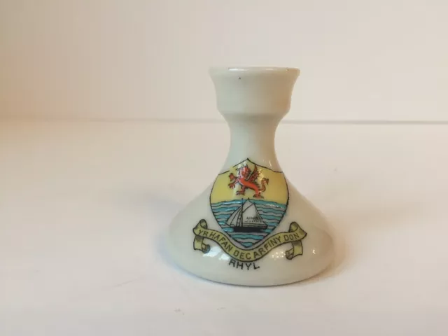 Vintage S. Hancock & Sons Crested Corona China Vase - Rhyl