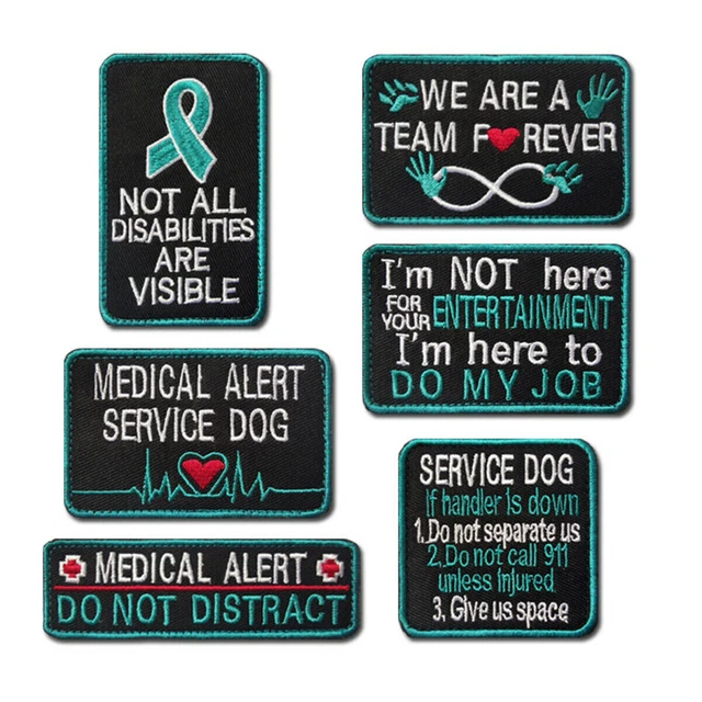 Embroidered SERVICE DOG K9 Patch Hook Loop Therapy Vest Backing Fastener Badge