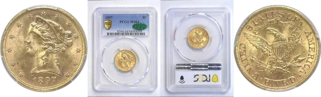 1897 $5 Gold Coin PCGS MS-64 CAC