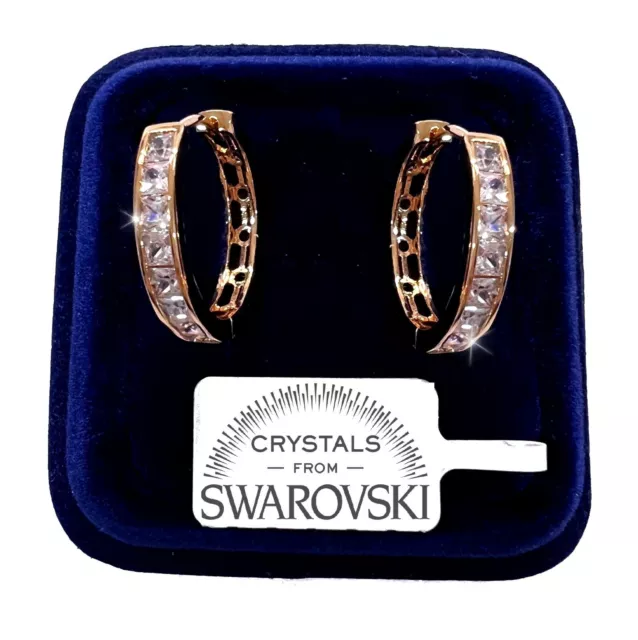 Cercles Boucles 24mm Pl. or Jaune 18K avec des Cristaux Swarovski Homme Femme