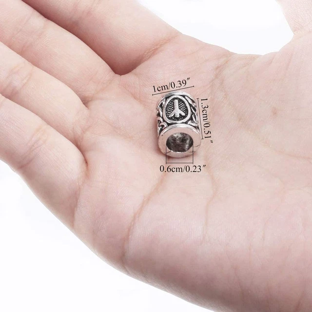 FOGAWA 24Pcs Viking Beard Beads for Men Beard Rings Vikings Runes Beads Norse D
