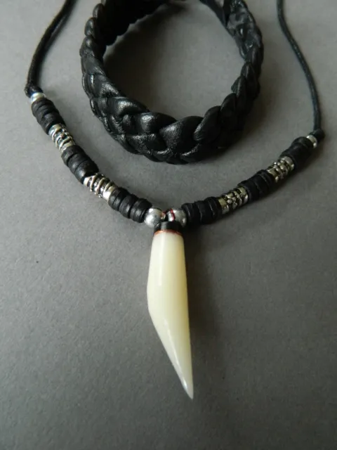 Necklace mens boys replica tooth shape shark wolf claw dragon tribal surfer