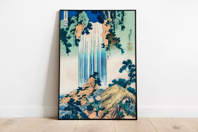 Japanese Waterfall Print Wall Art Poster | Hokusai Vintage Home Decor Woodblock