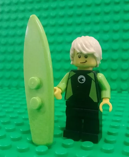 *NEW* Lego Surfer Dude Minifig w Green Surfboard Double Face Fig x 1