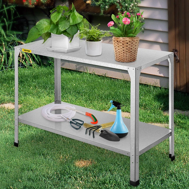VEVOR Tavolo per Piante in Giardino 2 Strati Piante Fiori Scaffale 116x50x81 cm