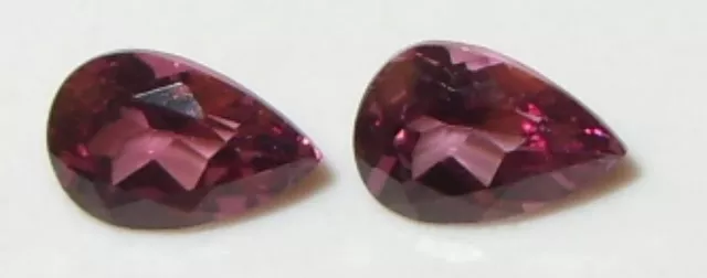 1ct Beautiful Pair Tanzanian Pinkish Red Rhodolite Garnet Pear 6x4mm WoW *1NR*