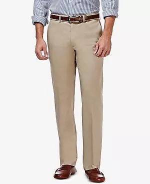 HAGGAR MENS PREMIUM Straight-Fit Non Iron Dress Pants Khaki 32 x 34 $49 ...
