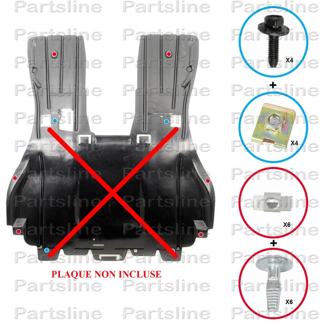 Kit De Fixation Pour Plaque Cache Sous Moteur - Compatible Peugeot 806/807, Citroën Jumpy, Fiat Scudo Et Autres