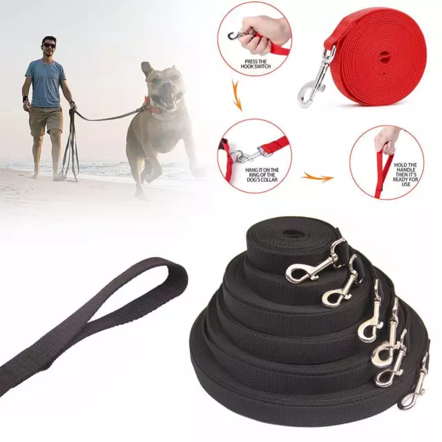 Pet Dog Training Lead 10FT- 65FT Long Strong Tracking Leash Line Walking Recall: