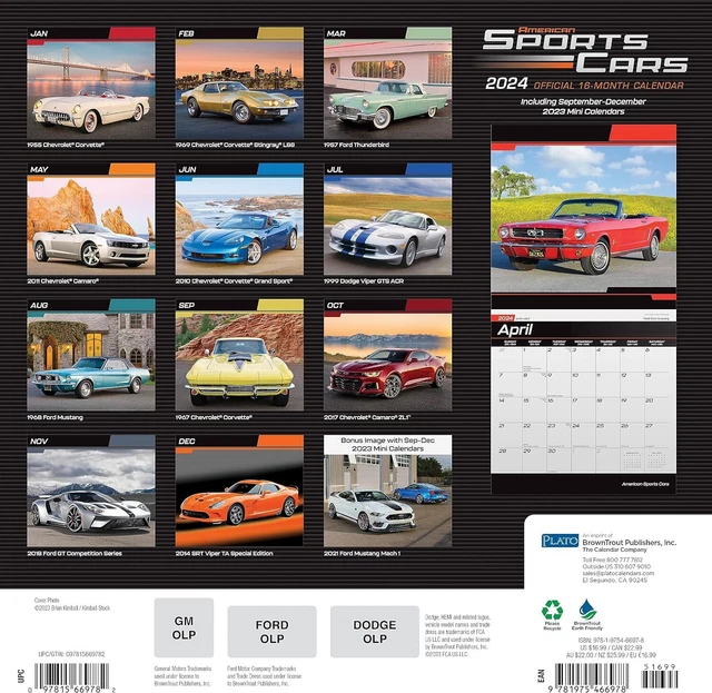 AMERICAN SPORTS CARS Calendar 2024 Deluxe 2024 Sports Cars Wall