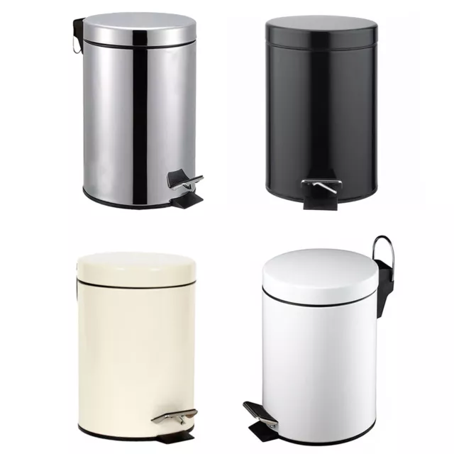 3 Litre Small S/S Pedal Bin Bathroom Kitchen Toilet Rubbish In 4 Colours