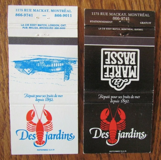 Animal - Lobster 2 Matchbook Matchcovers: Desjardins (Montreal, Quebec) -F1