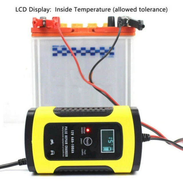 Voiture Chargeur de Batterie Intelligent 12/24V LCD Écran pour Batterie de Moto 2