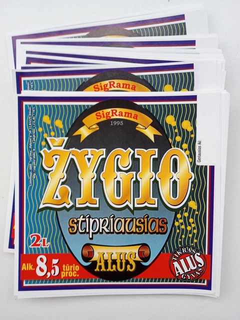 50 ZYGIO STIPRIAUSIAS Beer Labels 2 Liters. - Lithuania