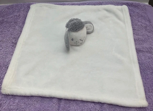 Primark Early Days Plush Lamb Sheep Comfort Blankie Doudou Blanket White & Grey.