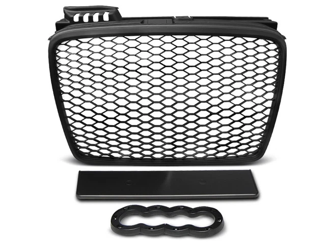 Griglia Frontale Nera Lucida Per Audi A4 B7 (2004-2008) Cabrio - Stile RS-Type A Nido D'Ape, Compatibile Paraurti Standard