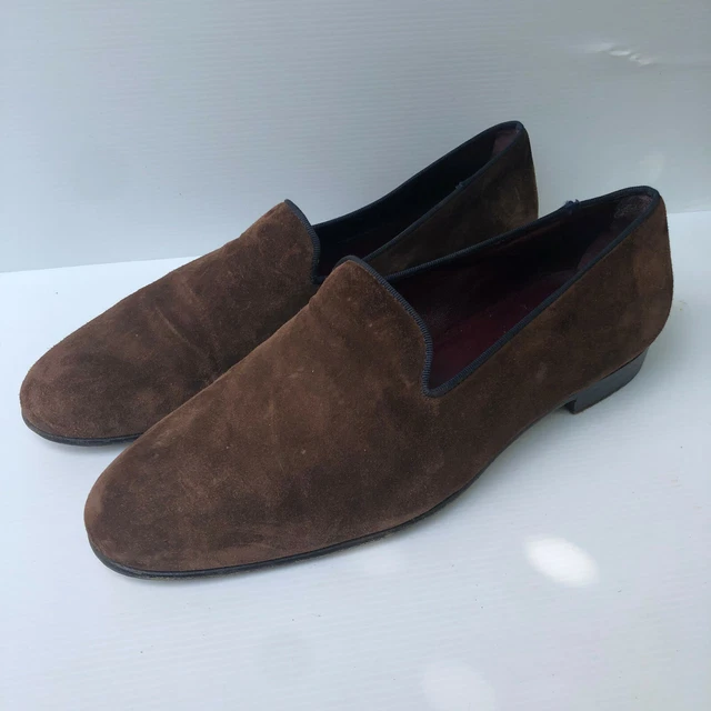 Mocassini slip on marroni Adelaja marrone pelle scamosciata con finiture piatte UK 9 43 pantofole