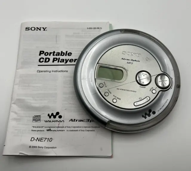 SONY Atrac3Plus MP3 Silver CD Walkman D-NE710 G-Protection Portable CD Player