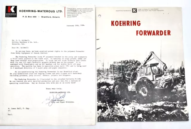 Koehring Waterous Forwarder Pulp Paper Sales Salesman Booklet Brochure 1964