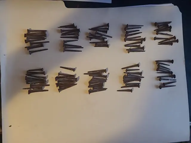 Antique square nails with round heads (100+ nails)