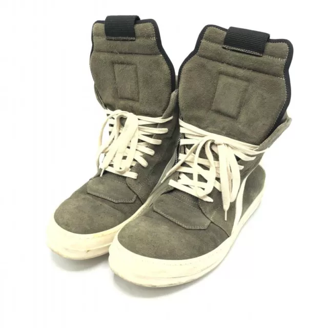 Rick Owens Geobasket Shoes High Side Zip Lace Up Box Green White 22M Men EU42