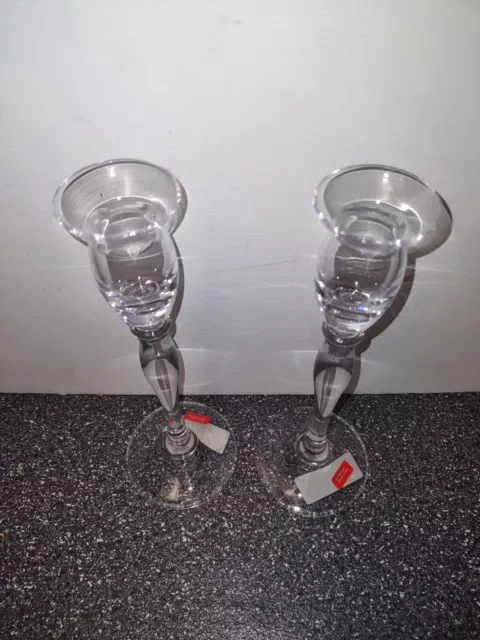 Pair Of Makasa "Ballet" Crystal Candle Holders. Made in Austria