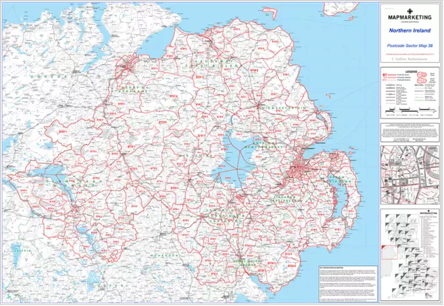 Postcode Sector Map 36 Northern Ireland (Belfast) (Paper)