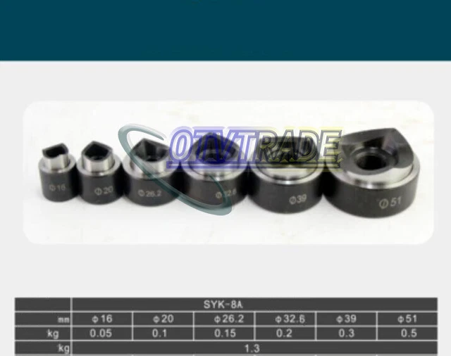 16-51MM 6 Die Hydraulic Knockout Punch Driver Kit Hole Tool molds