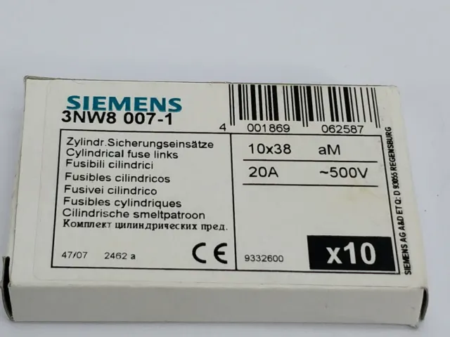 SIEMENS 3NW8 007-1 6 Scp Cylindre Fusel Gauche 4