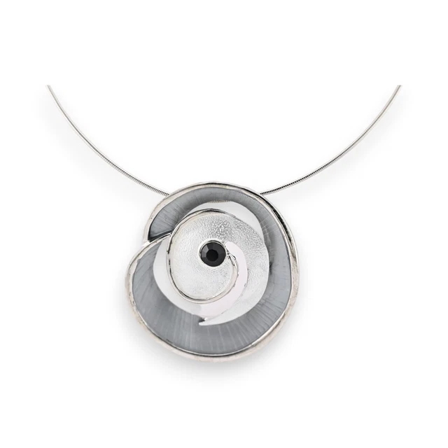 Collier Vintage En Pierres De Météorite Avec Pendentif Spirale Infinie - Occasion Bon état
