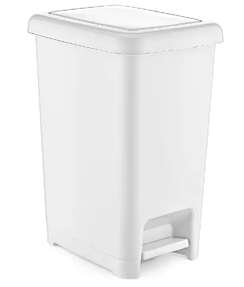 Large White Plastic Pedal Bin Home Bedroom Bathroom Kitchen Rubbish Dustbin 25L