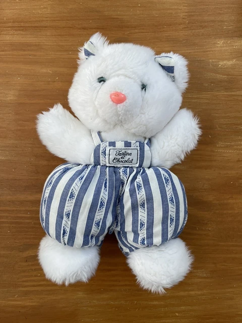 LO/ Peluche Doudou Souris Blanche Rayures Bleues 28 Cm  TARTINE ET CHOCOLAT TBE