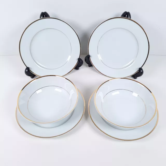 BHS Grosvenor 4 Side Plates & 2 Cereal Bowls Gold Rims Fine Porcelain Japan