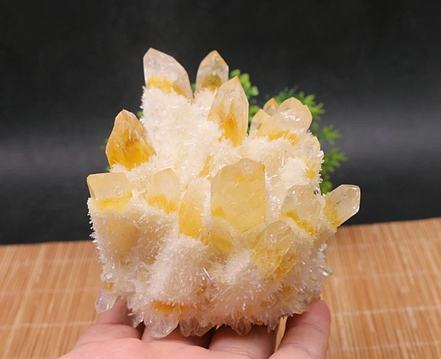 478g New Find Yellow Phantom Quartz Crystal Cluster Mineral Specimen