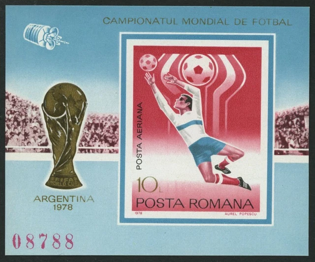 RUMÄNIEN Bl. 150 **, 1978, Bl. Fußballweltmeisterschaft Argentinien, Mi. 30.-