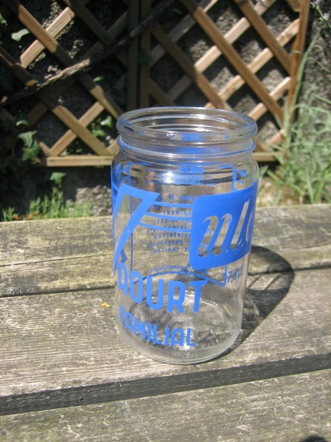 Ancien Pot En Verre à Motif Pomme - Vintage VMC France - Rouge