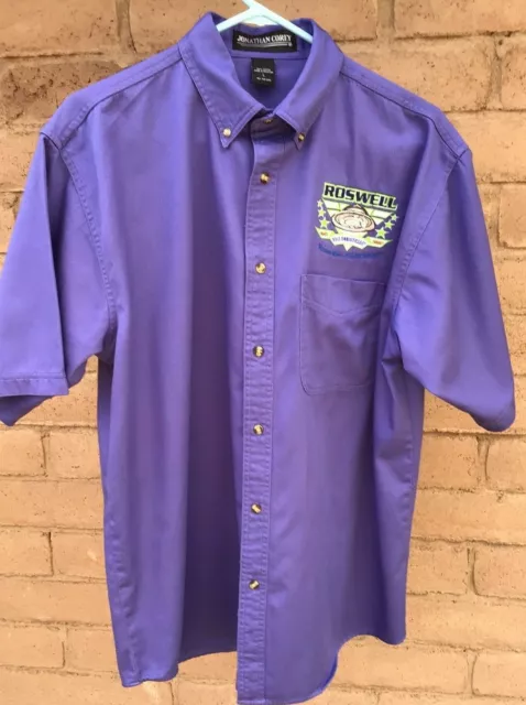Roswell New Mexico UFO Festival 2008 Purple Embroidered Shirt Size Large