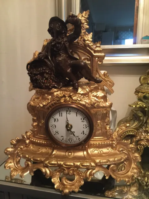 victorian french spelter figural clock converted to quartz movement