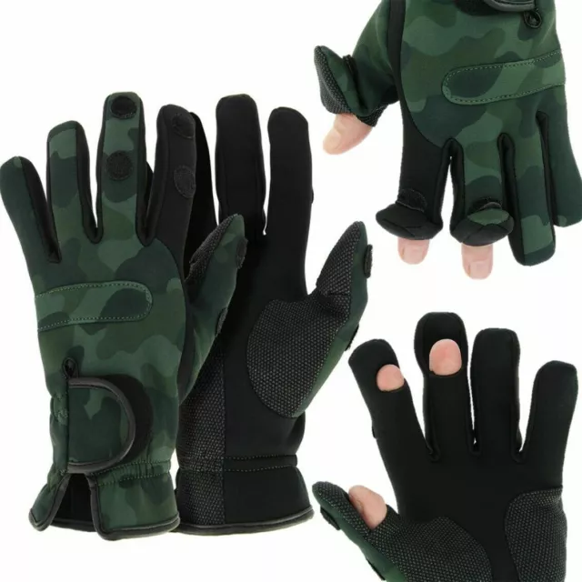 NGT Carp Fishing Gloves Camo Neoprene Shooting Hunting M, L or XL