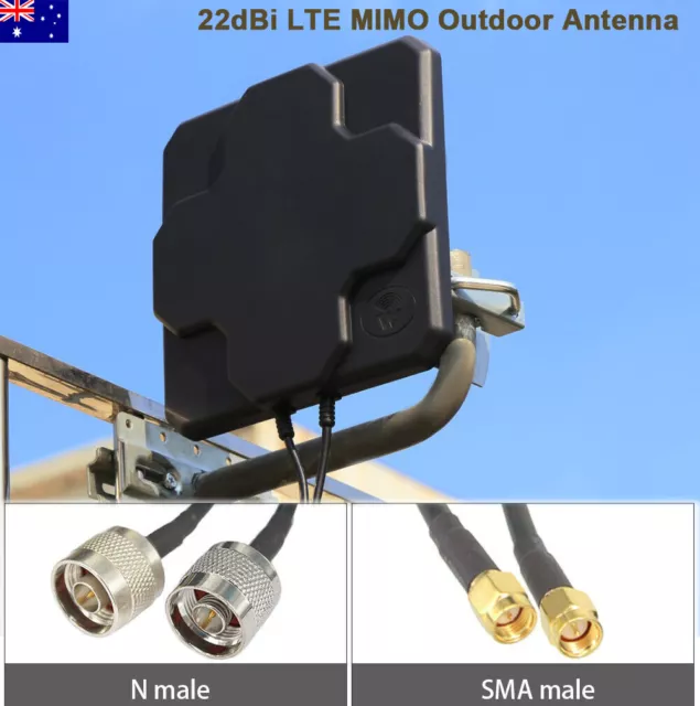 4G LTE Dual MIMO Antenna 2*22dBi Outdoor SMA N-Male Signal Strength Booster AU