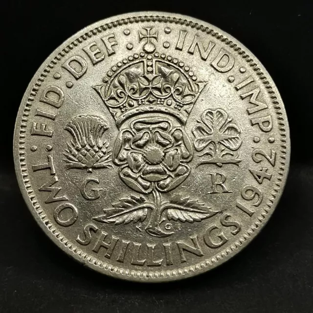 2 Shillings 1942 Argent George Vi Royaume Uni / United Kingdom Silver