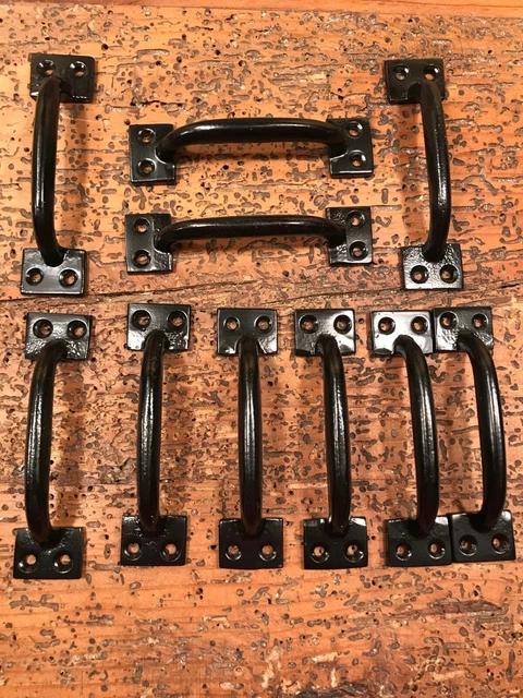 10 SMall BLack CAST IRON Rustic Door Gate Shed Handles Pull