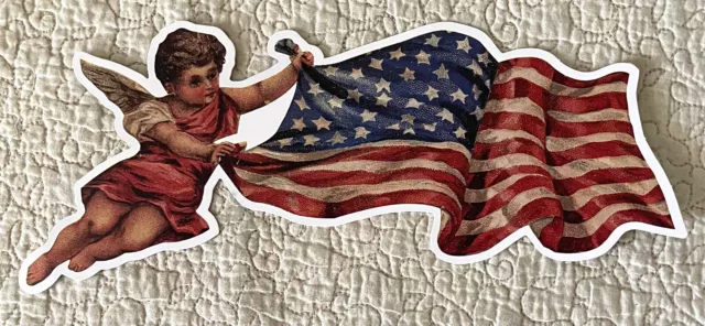 Vintage Inspired New Patriotic July 4 Angel Flag Die Cut Art Craft Scrap Decor