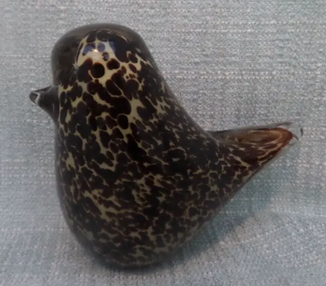 Wedgwood Speckled Brown Glass Large Bird Paperweight